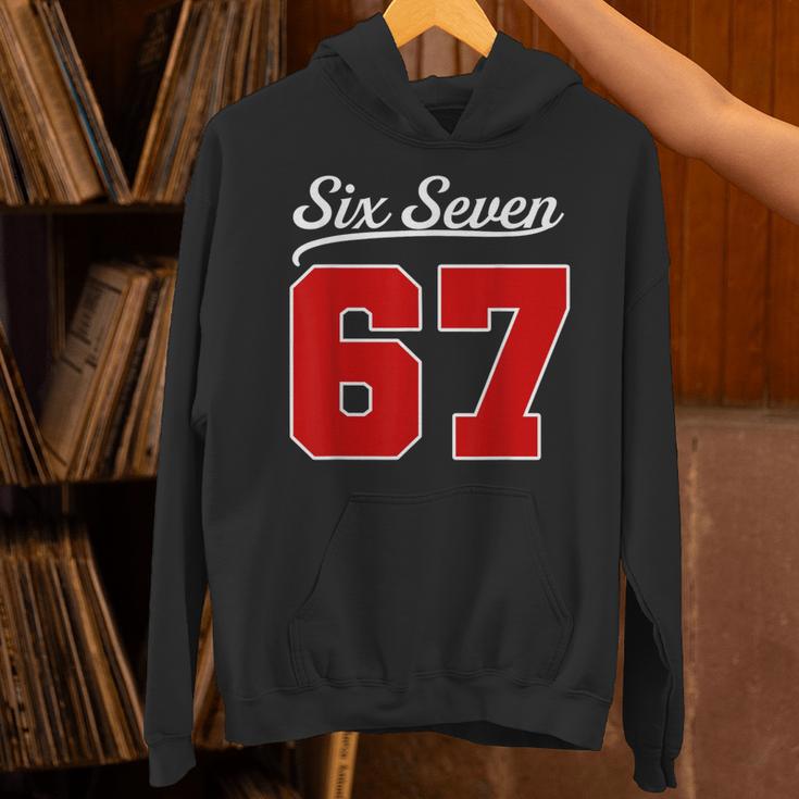 Number 67 Numbered Six Seven Baseball Jersey Style Team 67 Unisex Hoodie