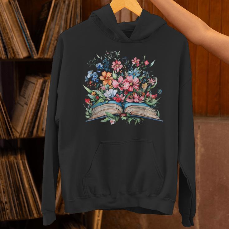 Open Book With Wildflowers Blooming Around Pages Unisex Hoodie Open Book With Wildflowers Blooming Around Pages Unisex Hoodie