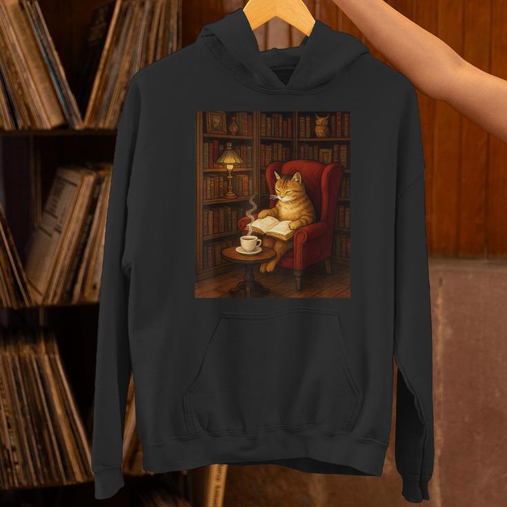 Orange Cat Book Lovers Cozy Bookish Librarian Unisex Hoodie