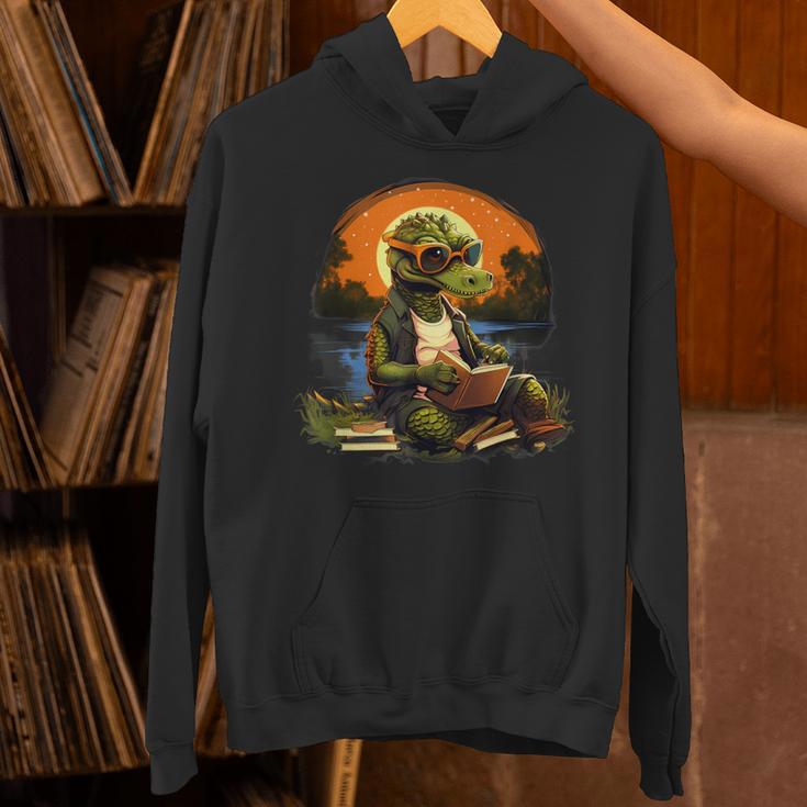 Outdoors Alligator Reading Book Unisex Hoodie