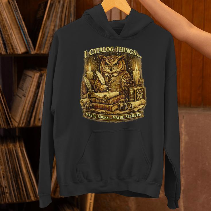 Owl Librarian Archivist Catalog Things Books Secrets Unisex Hoodie Owl Librarian Archivist Catalog Things Books Secrets Unisex Hoodie