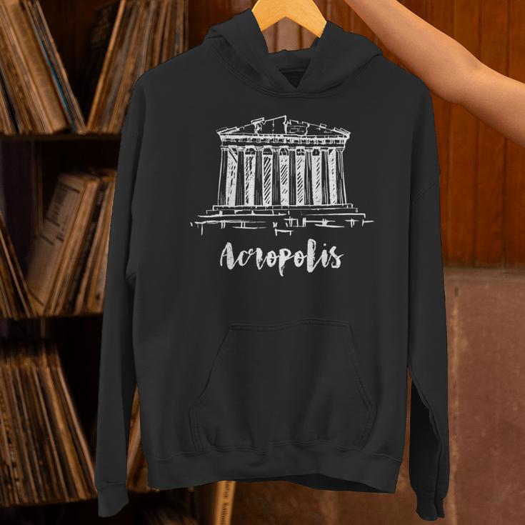 Parthenon アテネのアクロポリス ギリシャ スケッチ サイツ ドローイング 長袖tシャツ パーカー