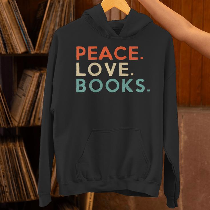 Peace Love Books Book Lover Reading Read Tee Unisex Hoodie