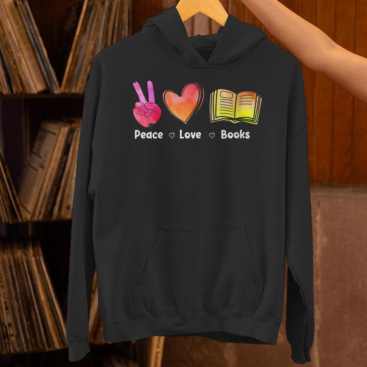 Peace Love Books Reader Librarian Library Book Unisex Hoodie
