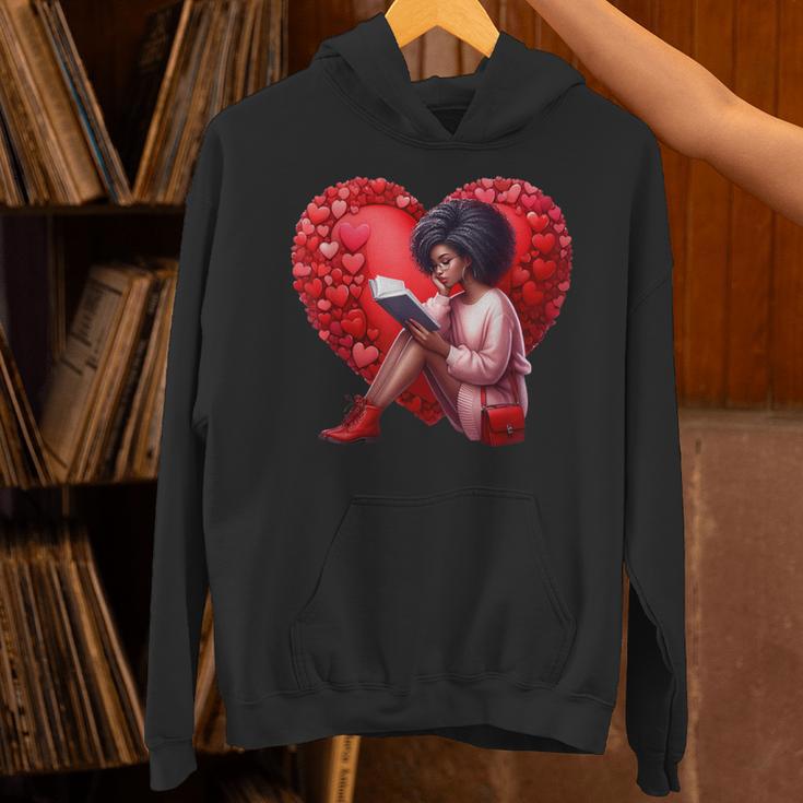 Pretty Girl With Book And Hearts For Valentine's Day Unisex Hoodie