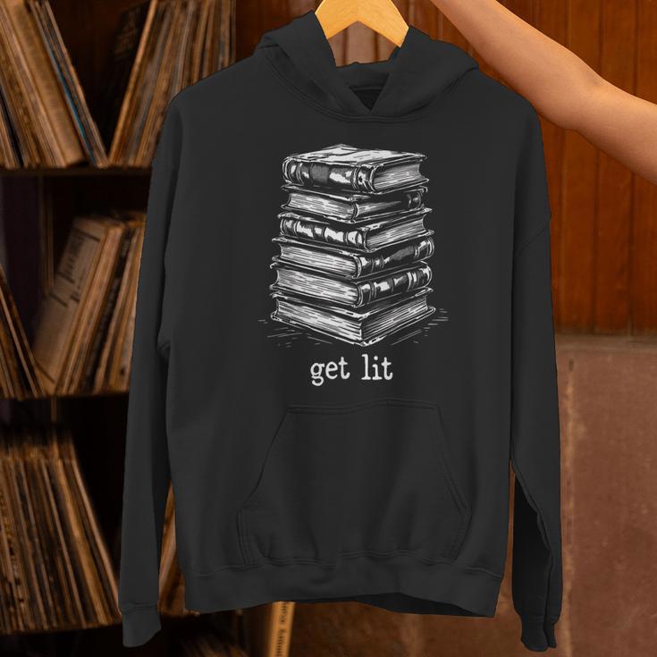 Quirky Book Nerd Get Lit Humor Bookworm Classic Distressed Unisex Hoodie Quirky Book Nerd Get Lit Humor Bookworm Classic Distressed Unisex Hoodie