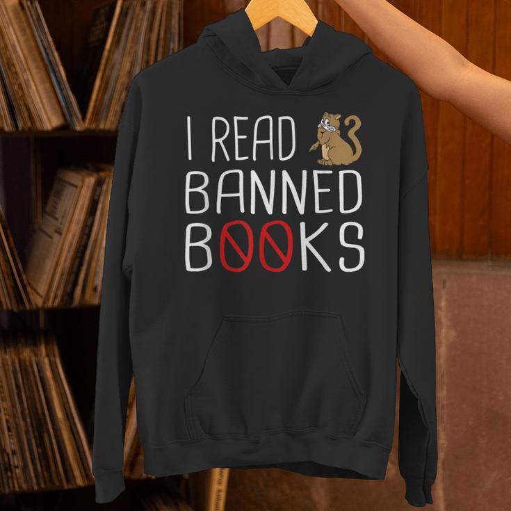I Read Banned Books Cat Reading A Books Men Women Unisex Hoodie