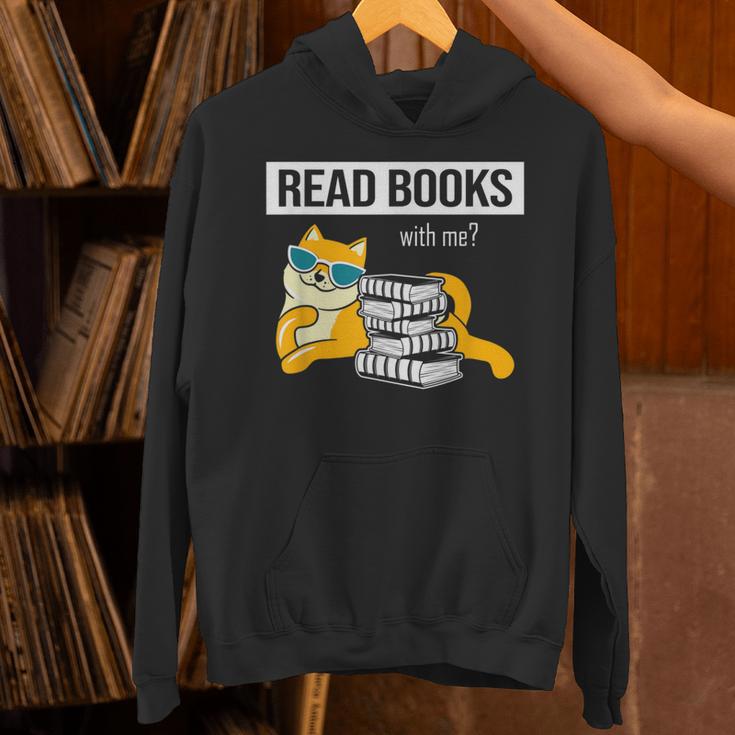 Read Books With Me Cat Lover Book Lover Librarian Reading Unisex Hoodie