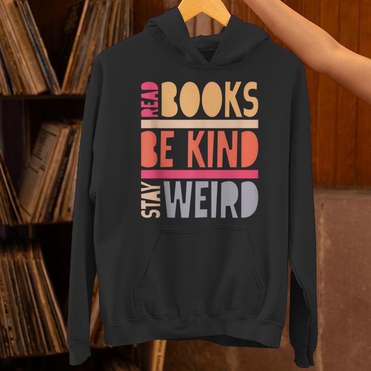 Read Books Be Kind Stay Weird Retro Positive Book Lover Unisex Hoodie Read Books Be Kind Stay Weird Retro Positive Book Lover Unisex Hoodie