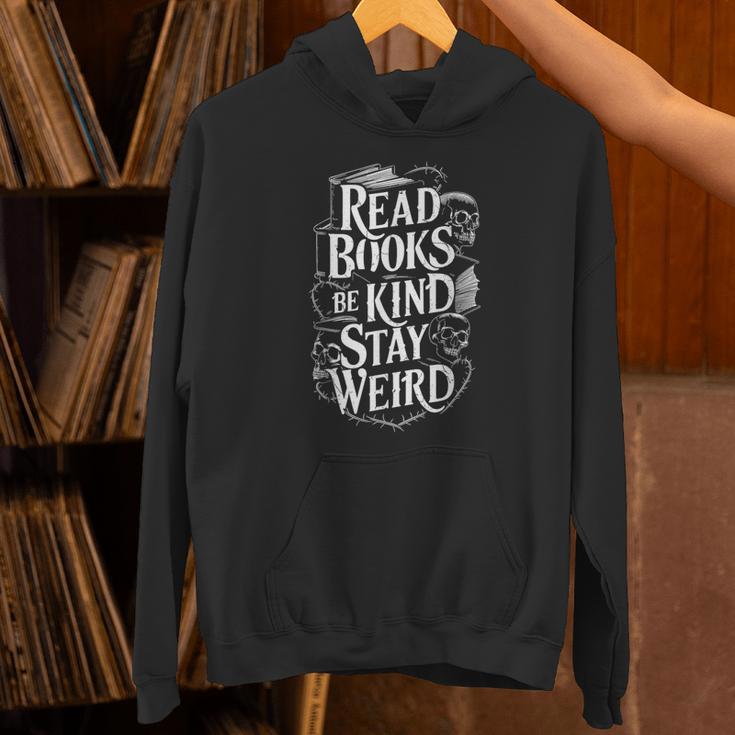 Read Books Be Kind Stay Weird Skeleton Heart Reading Alt Unisex Hoodie