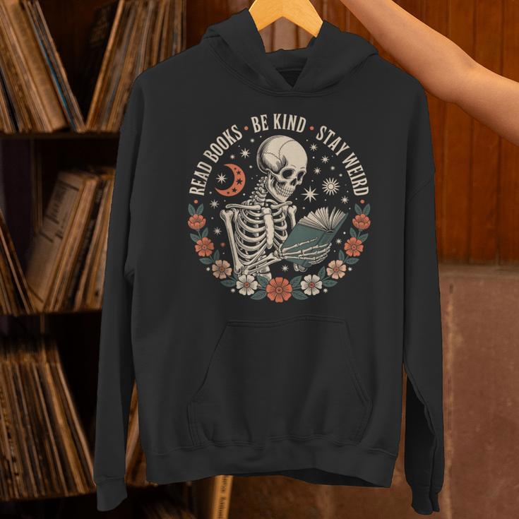Read Books Be Kind Stay Weird Skull Bookish Boho Cute Unisex Hoodie