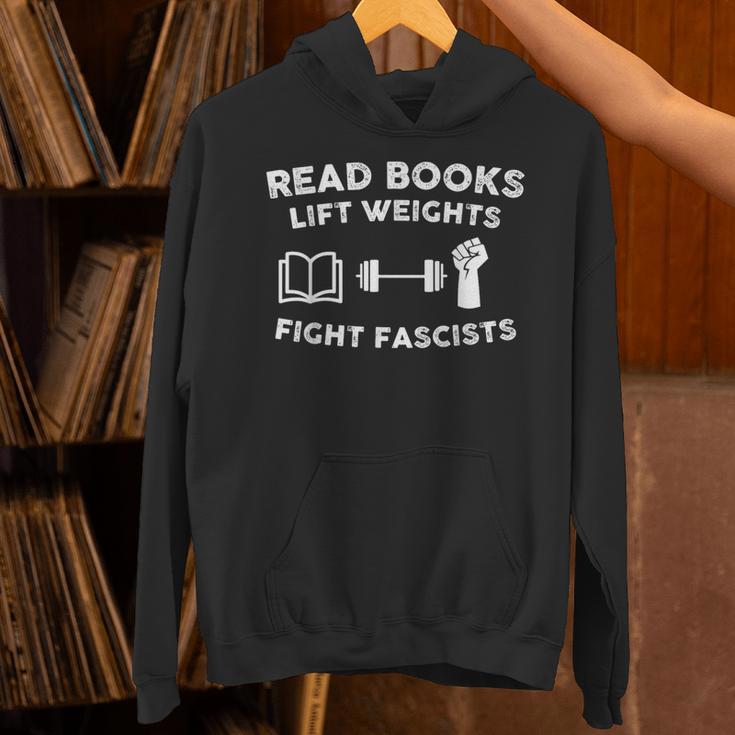 Read Books Lift Weights Fight Fascists Women Retro Men Unisex Hoodie