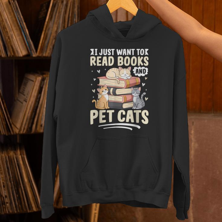 Read Books And Pet Cats Cat Lover Women Girls Kids Unisex Hoodie