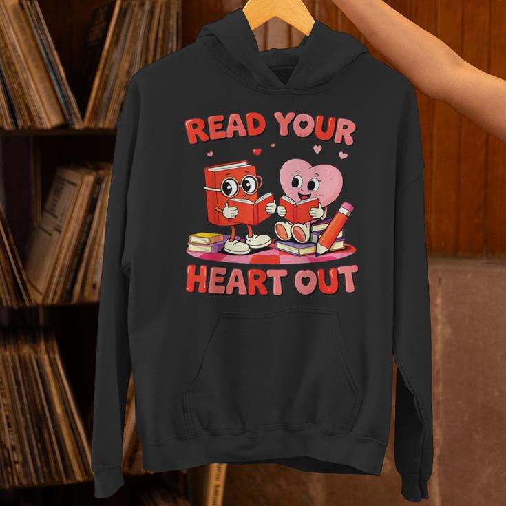 Read Your Heart Out Valentine Reading Book Girl Kid Teacher Unisex Hoodie