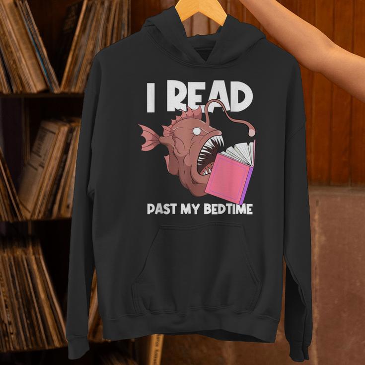 I Read Past My Bed Time Librarian Book Reading Anglerfish Unisex Hoodie