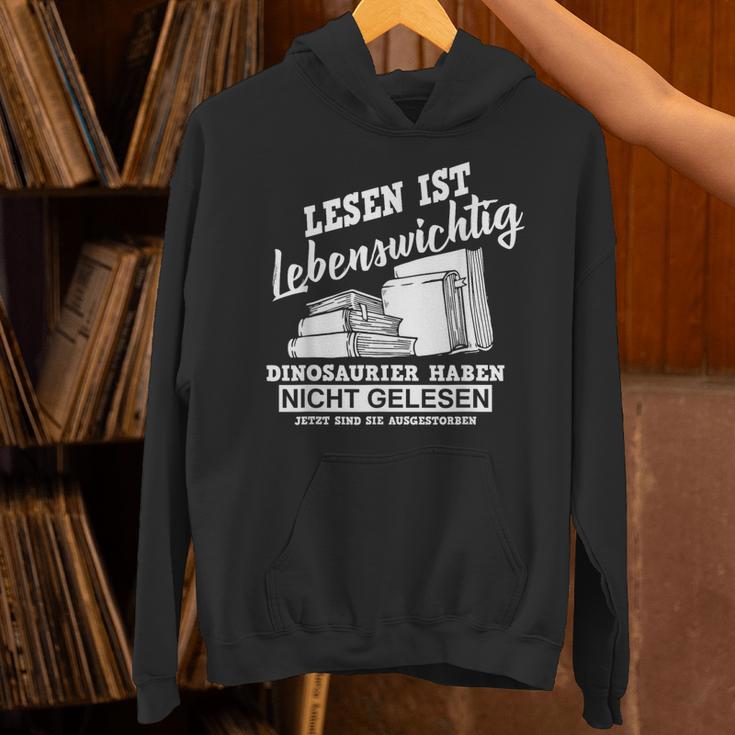 Reading Books Is Life Important Dinosaur Book Unisex Hoodie