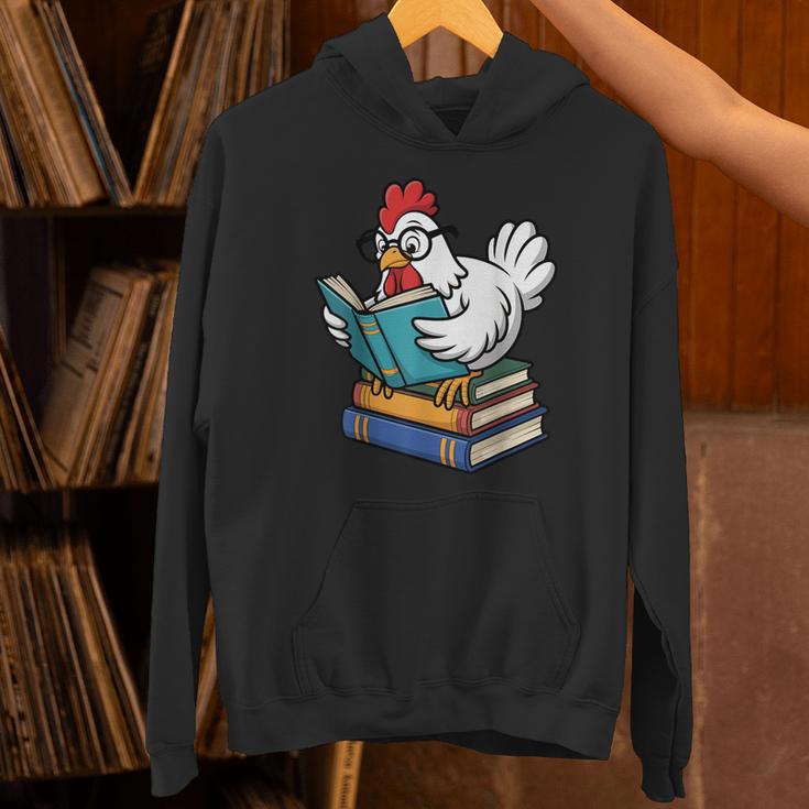 Reading Chicken Bookworm Cute Chicken With Glasses Books Unisex Hoodie Reading Chicken Bookworm Cute Chicken With Glasses Books Unisex Hoodie