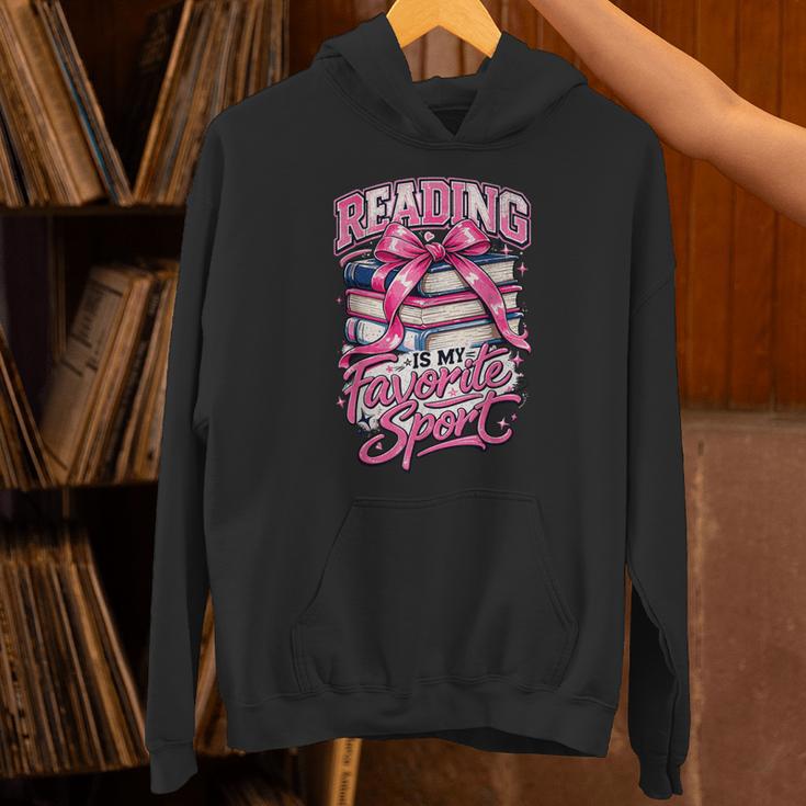 Reading Is My Favorite Sport Pink Bow Coquette Book Lover Unisex Hoodie