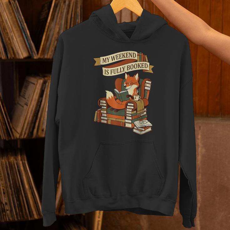 Reading Fox My Weekend Is Fully Booked Book Lover Unisex Hoodie