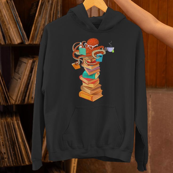 Reading Octopus Tea Coffee Book Lover Bookworm Reader Unisex Hoodie