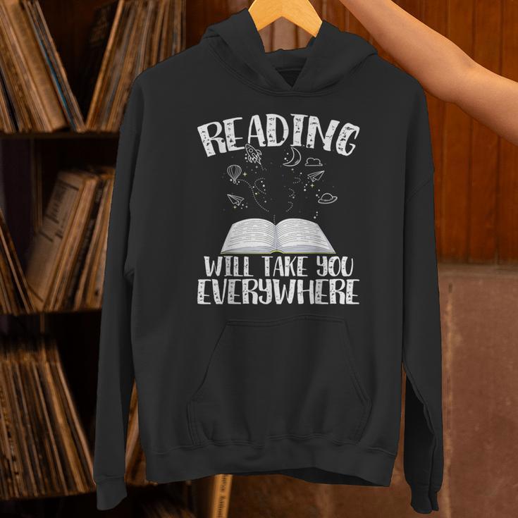 Reading Will Take You Everywhere Book Nerd Readers Sarcastic Unisex Hoodie