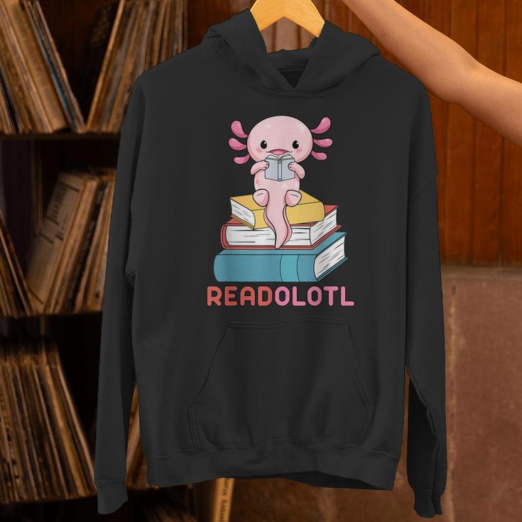 Readolotl Cute Read Axolotl Book Lover Librarian Bookworm Unisex Hoodie