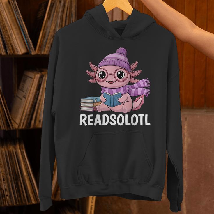 Readsolotl Cute Pink Kawaii Axolotl Reading Book Lover Unisex Hoodie
