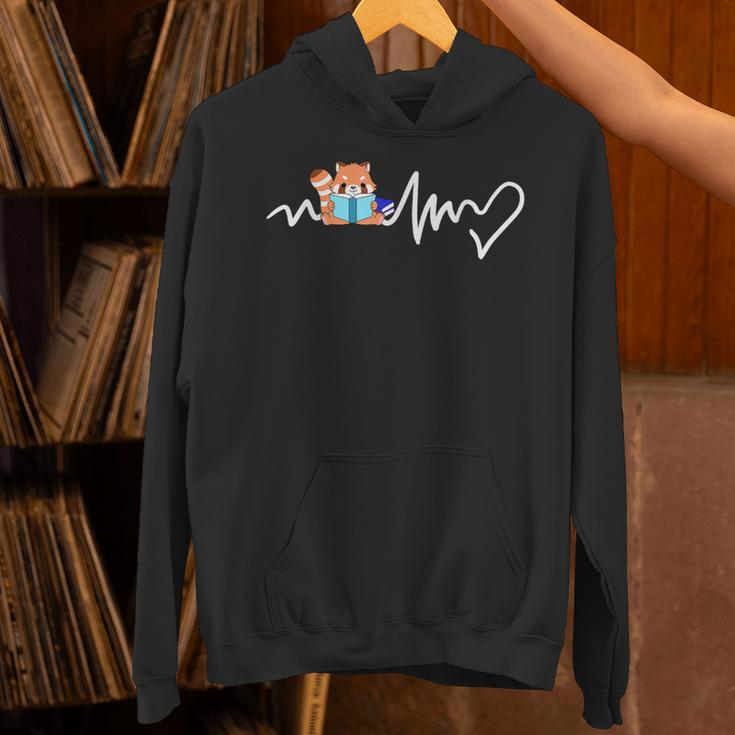 Red Panda Reading Book Heartbeat Unisex Hoodie Red Panda Reading Book Heartbeat Unisex Hoodie