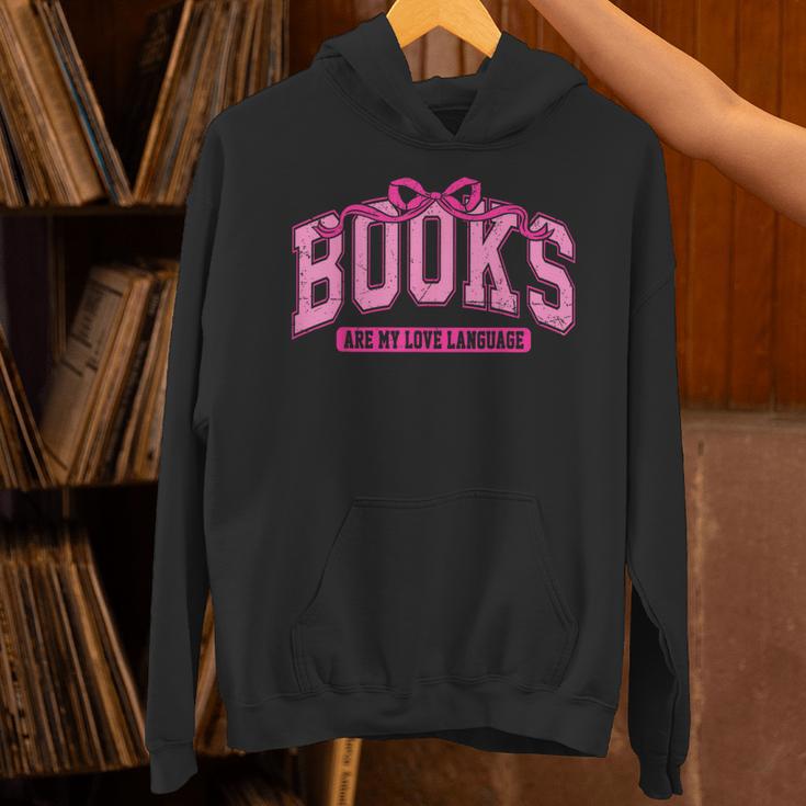 Retro Pink Coquette Bow Valentine Book Lover Varsity Unisex Hoodie