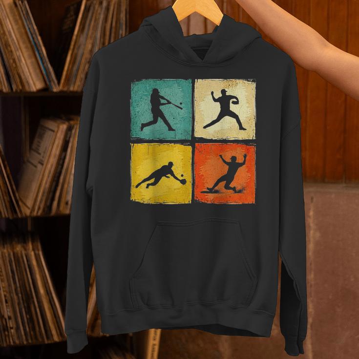 Retro Style Baseball Lover Playing Men Women Kids Baseball Unisex Hoodie