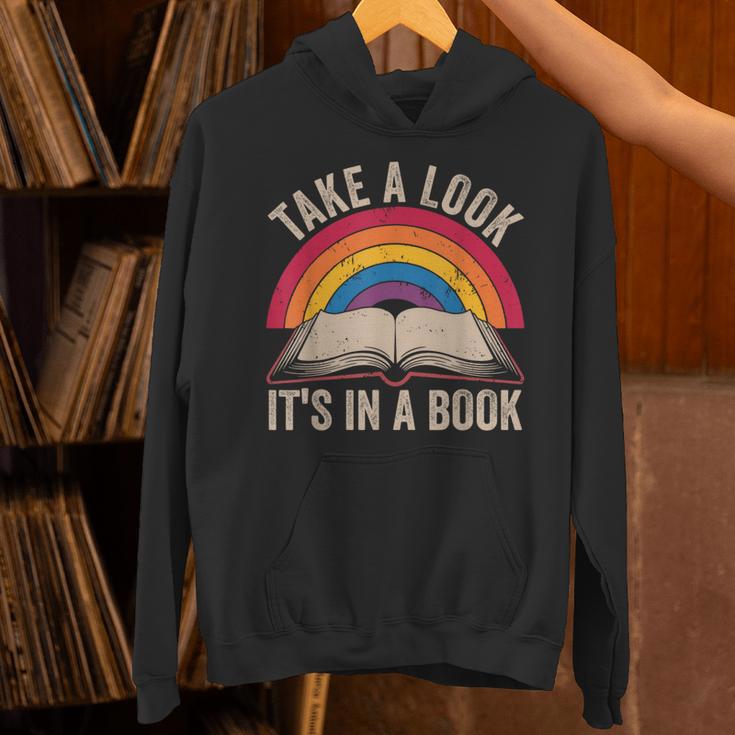 Retro Vintage Rainbow Take a Look It’s In a Book Reading Unisex Hoodie