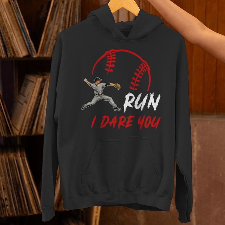 Run Steal I Dare You Humor Baseball Catcher Vintage Unisex Hoodie