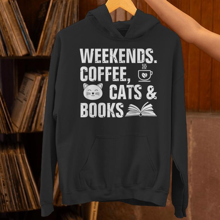 Weekends Coffee Cats And Books Unisex Hoodie
