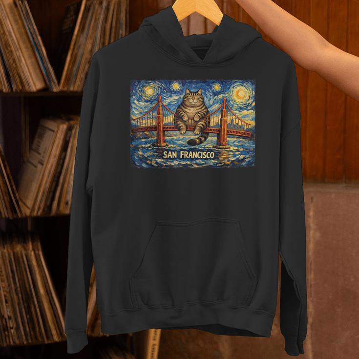 San Francisco Cat Golden Gate Bridge Starry Night Book Lover Unisex Hoodie San Francisco Cat Golden Gate Bridge Starry Night Book Lover Unisex Hoodie