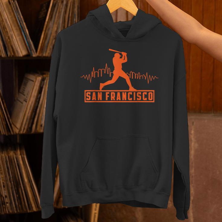 San Francisco Lovers Skyline Retro Baseball Heartbeat Men Unisex Hoodie