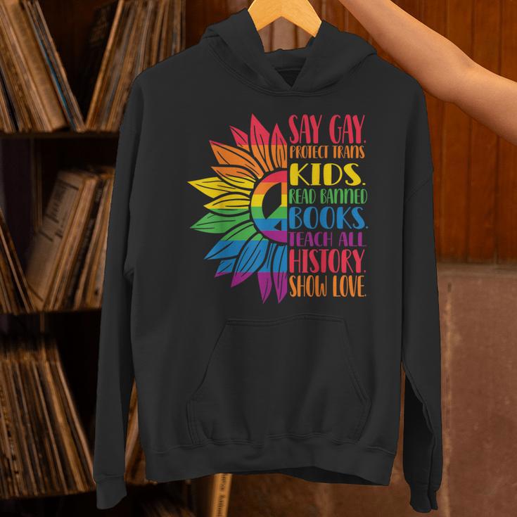 Say Gay Protect Trans Kids Read Banned Books Pride Month Unisex Hoodie Say Gay Protect Trans Kids Read Banned Books Pride Month Unisex Hoodie