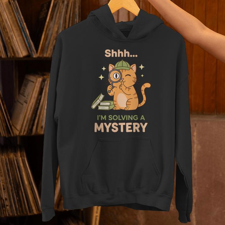 Shhh I'm Solving A Mystery Cat Detective Book Lover Unisex Hoodie