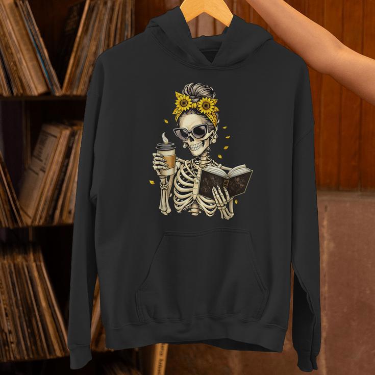 Skeleton Girl Drinking Coffee Bow Sunflower Book Lover Unisex Hoodie Skeleton Girl Drinking Coffee Bow Sunflower Book Lover Unisex Hoodie