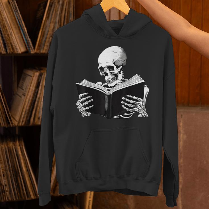 Skeleton Reading Book Bookworm Reader Bookish Halloween Unisex Hoodie