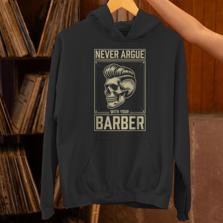 Skull Never Argue With Your Barber クラシック ヴィンテージ バーバー パーカー