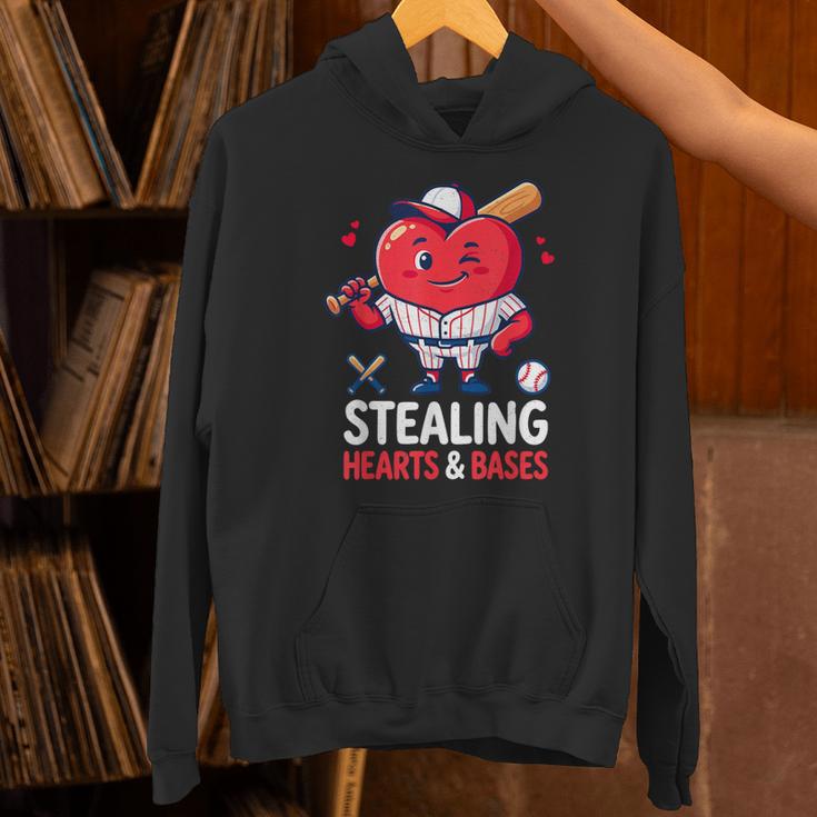 Stealing Hearts And Bases Baseball Player Valentine's Day Unisex Hoodie