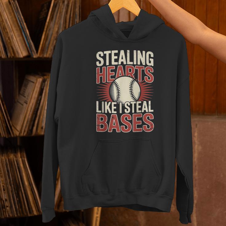 Stealing Hearts Like I Steal Bases Baseball Valentine Retro Unisex Hoodie