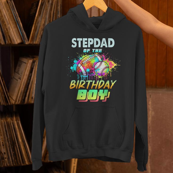 Stepdad Of The Birthday Boy Baseball Football Colorful Unisex Hoodie