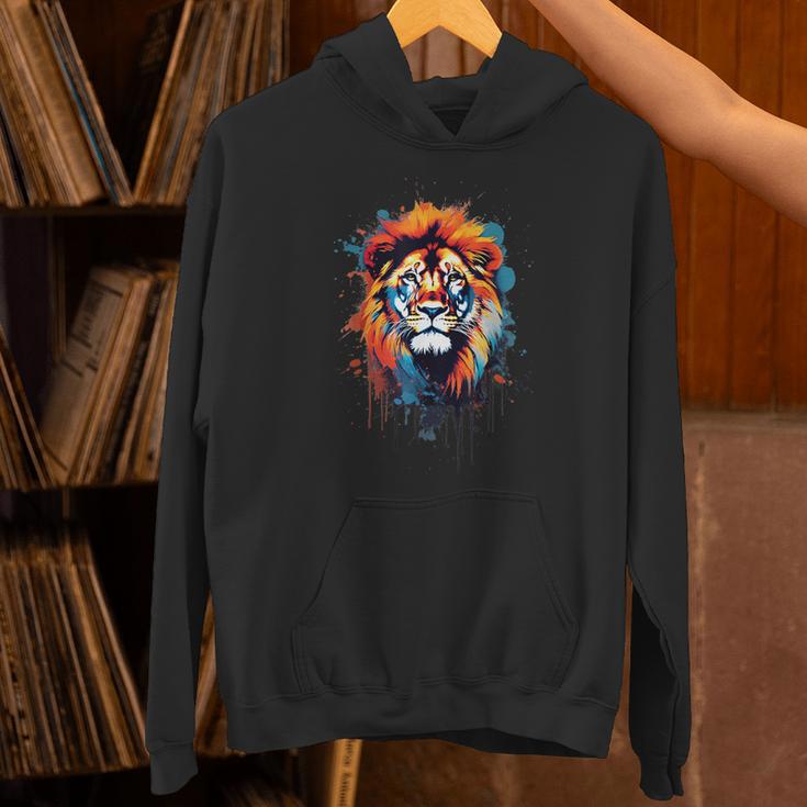 Strong Regal Lion Magestic Lion クールカラフルライオンステンシル パーカー