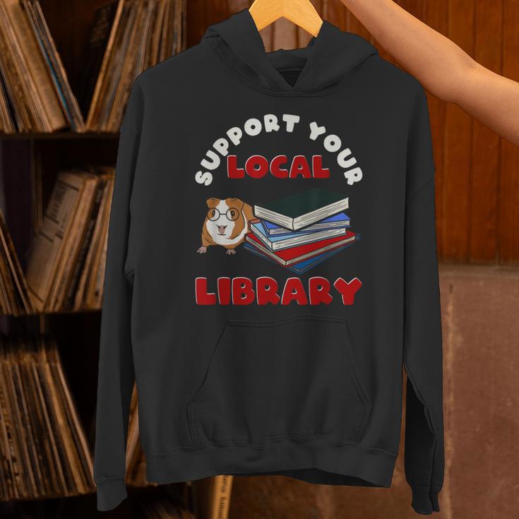 Support Your Local Library Guinea Pig Book Reader Unisex Hoodie