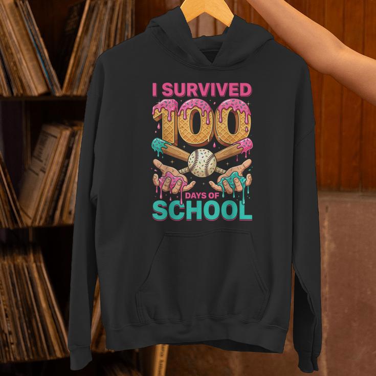 I Survived 100 Days Of School Baseball Ice Cream Drip Unisex Hoodie I Survived 100 Days Of School Baseball Ice Cream Drip Unisex Hoodie