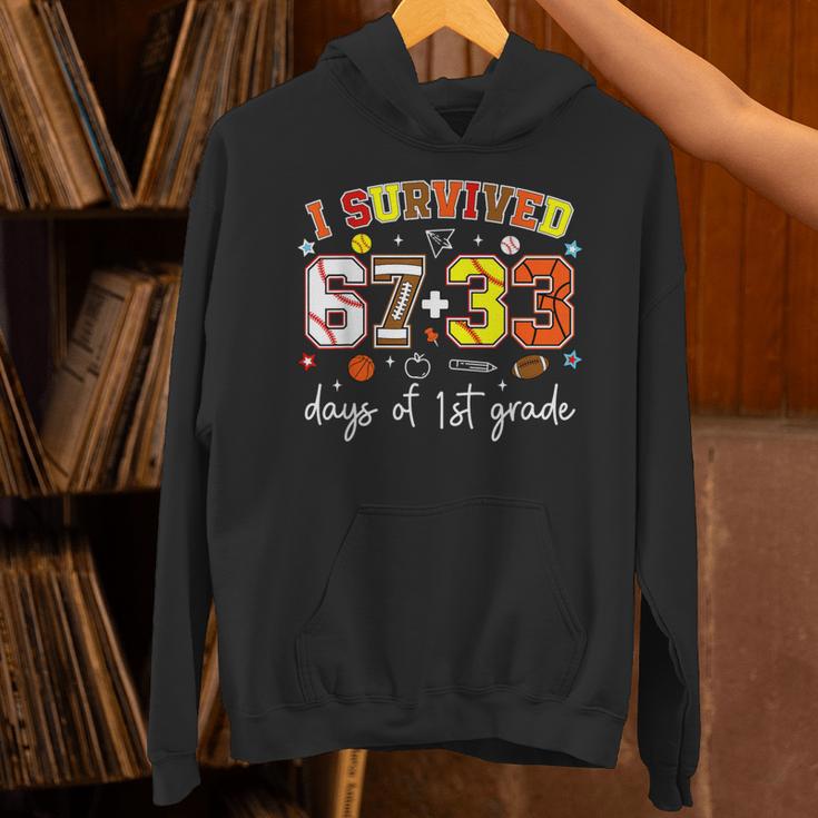 I Survived 6733 Days Of 1st Grade Baseball Football 100 Day Unisex Hoodie I Survived 6733 Days Of 1st Grade Baseball Football 100 Day Unisex Hoodie