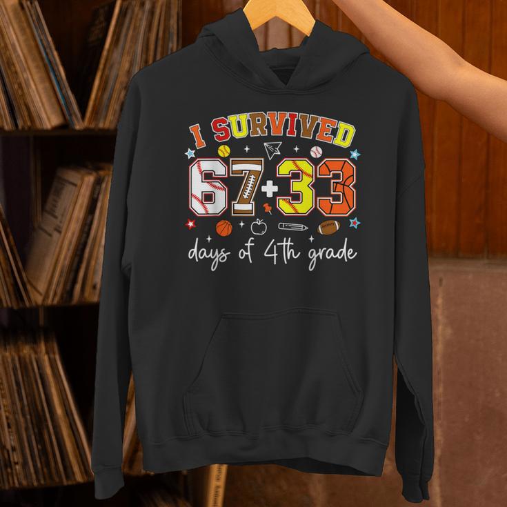 I Survived 6733 Days Of 4th Grade Baseball Football 100 Day Unisex Hoodie I Survived 6733 Days Of 4th Grade Baseball Football 100 Day Unisex Hoodie