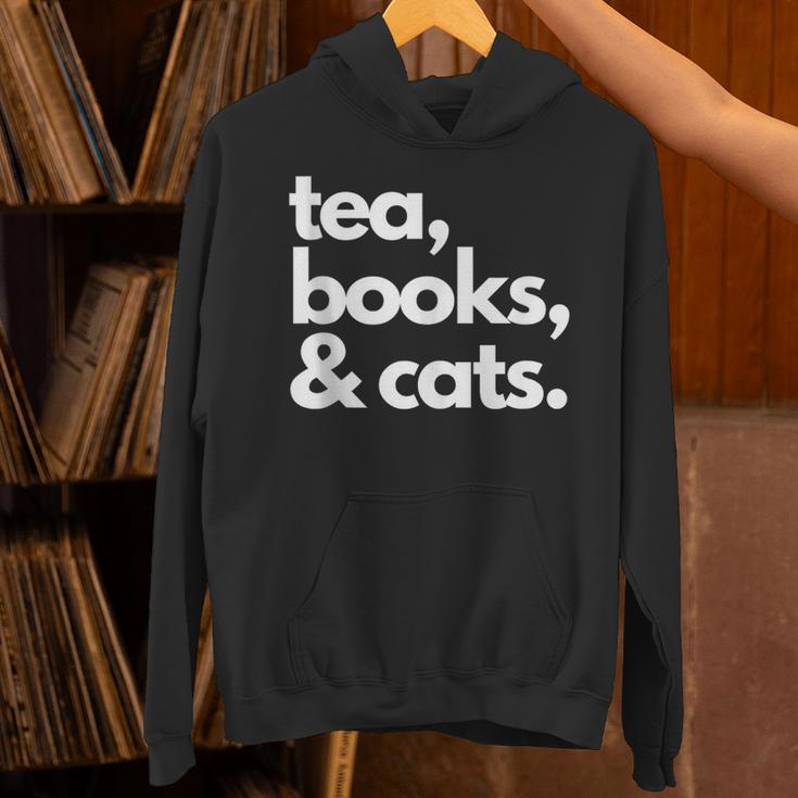 Tea Books And Cats Cat Mom Mum Mama Dad Reading Lover Book Unisex Hoodie