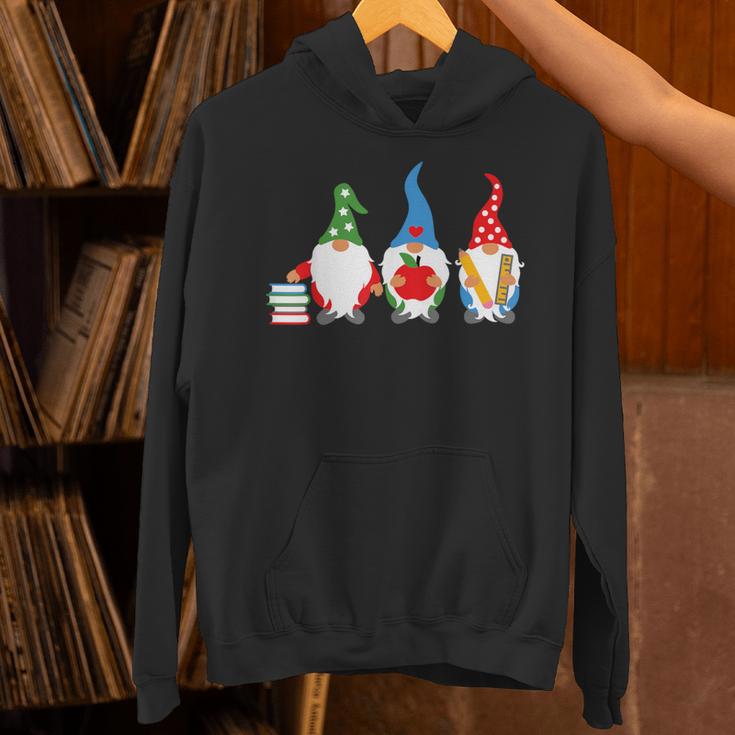 Three Gnomes School Books Pencil Apple Student Teacher For Men Women Girls Kids Unisex Hoodie